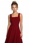 A Kesim Midi Dokuma Elbise BORDO LNT0042