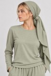 Beli Şallı Modal Bluz Pantolon Takım ÇAĞLA YEŞİLİ LBY0073