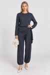 Beli Şallı Modal Bluz Pantolon Takım FÜME LBY0073