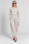 Beli Şallı Modal Bluz Pantolon Takım GRİ MELANJ LBY0073