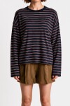 Çizgili Oversize Örme Sweatshirt LACİVERT BORDO LUB0395