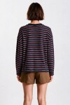 Çizgili Oversize Örme Sweatshirt LACİVERT BORDO LUB0395