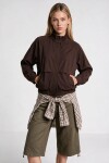 Dik Yaka Oversize Bomber Ceket KAHVERENGİ LGX0018