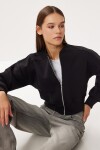 Fermuarlı Şardonlu Örme Sweatshirt SİYAH LAN0085
