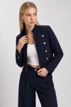 Gold Düğmeli Dokuma Ceket-Pantolon Takım LACİVERT LAZ0015
