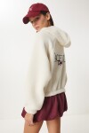 Kapüşonlu Sloganlı Peluş Sweatshirt KEMİK LAN0021