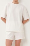 Modal Oversize T-shirt Şort Takım EKRU LUB0379