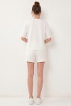 Modal Oversize T-shirt Şort Takım EKRU LUB0379