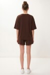 Modal Oversize T-shirt Şort Takım KAHVERENGİ LUB0379