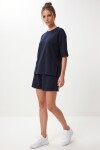 Modal Oversize T-shirt Şort Takım LACİVERT LUB0379
