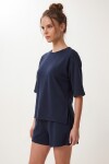 Modal Oversize T-shirt Şort Takım LACİVERT LUB0379