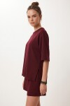 Modal Oversize T-shirt Şort Takım MÜRDÜM LUB0379