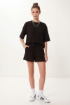 Modal Oversize T-shirt Şort Takım SİYAH LUB0379