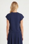 Modal Vatkalı T-shirt Etek Takım LACİVERT LNT0041