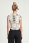 Puantiye Desenli Polyamid T-shirt BEYAZ LZV0083