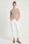 Puantiye Desenli Polyamid T-shirt KREM LZV0083