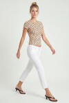 Puantiye Desenli Polyamid T-shirt KREM LZV0083