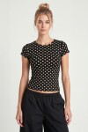 Puantiye Desenli Polyamid T-shirt SİYAH LZV0083