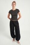 Puantiye Desenli Polyamid T-shirt SİYAH LZV0083