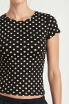 Puantiye Desenli Polyamid T-shirt SİYAH LZV0083