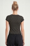 Puantiye Desenli Polyamid T-shirt SİYAH LZV0083