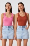 2li Fitilli Kalın Askılı Örme Atlet KİREMİT PEMBE LHJ0002