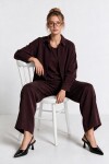 3’lü Gömlek Bluz Pantolon Gabardin Takım MÜRDÜM LBY0071