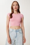 Basic Crop Örme Bluz PEMBE LZV0082