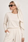 Beli Şallı Modal Bluz Pantolon Takım EKRU LBY0073