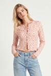 Çiçek Desenli Düğmeli Mevsimlik Bluz PEMBE LUB0358