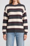 Çizgili Oversize Triko Kazak 4302 ANTRASİT KEMİK LKİ0076