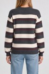 Çizgili Oversize Triko Kazak 4302 ANTRASİT KEMİK LKİ0076
