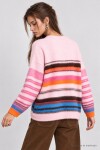 Çizgili Oversize Triko Kazak PEMBE ORANJ LMA0004