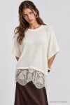 Dantelli Mevsimlik Oversize Triko Bluz 4421 EKRU LKİ0074