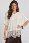 Dantelli Mevsimlik Oversize Triko Bluz 4421 EKRU LKİ0074