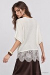Dantelli Mevsimlik Oversize Triko Bluz 4421 EKRU LKİ0074