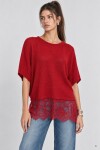 Dantelli Mevsimlik Oversize Triko Bluz 4421 KIRMIZI LKİ0074