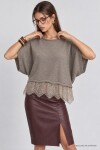 Dantelli Mevsimlik Oversize Triko Bluz 4421 TAŞ LKİ0074