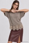 Dantelli Mevsimlik Oversize Triko Bluz 4421 TAŞ LKİ0074