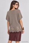 Dantelli Mevsimlik Oversize Triko Bluz 4421 TAŞ LKİ0074