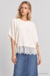 Dantelli Mevsimlik Triko Bluz KEMİK LAS0013