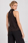 Degaje Yaka Saten Yüzeyli Bluz ACI KAHVE LGK0012