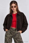 Kadife Dokulu Premium Selection Bomber Ceket KAHVERENGİ LBY0097