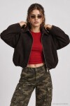 Kadife Dokulu Premium Selection Bomber Ceket KAHVERENGİ LBY0097