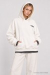 Kapüşonlu Baskılı Oversize Örme Sweatshirt EKRU LRN0080