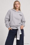Kapüşonlu Baskılı Oversize Örme Sweatshirt GRİ MELANJ LRN0080