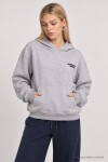 Kapüşonlu Baskılı Oversize Örme Sweatshirt GRİ MELANJ LRN0080