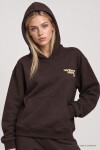 Kapüşonlu Baskılı Oversize Örme Sweatshirt KAHVERENGİ LRN0080