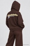 Kapüşonlu Baskılı Oversize Örme Sweatshirt KAHVERENGİ LRN0080