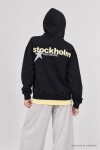Kapüşonlu Baskılı Oversize Örme Sweatshirt LACİVERT LRN0080